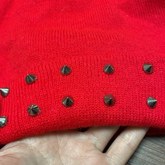 Red Studded Beanie - Picture 2 of 2
